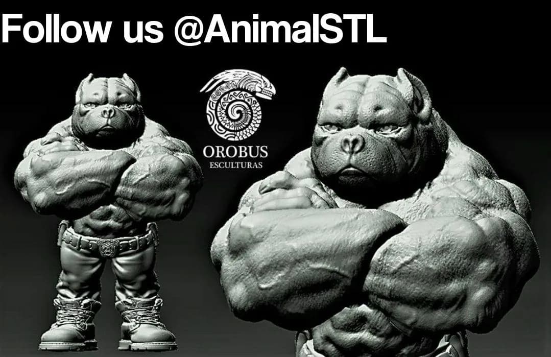 STL - Figura de Bulldog Francés Musculoso render 2