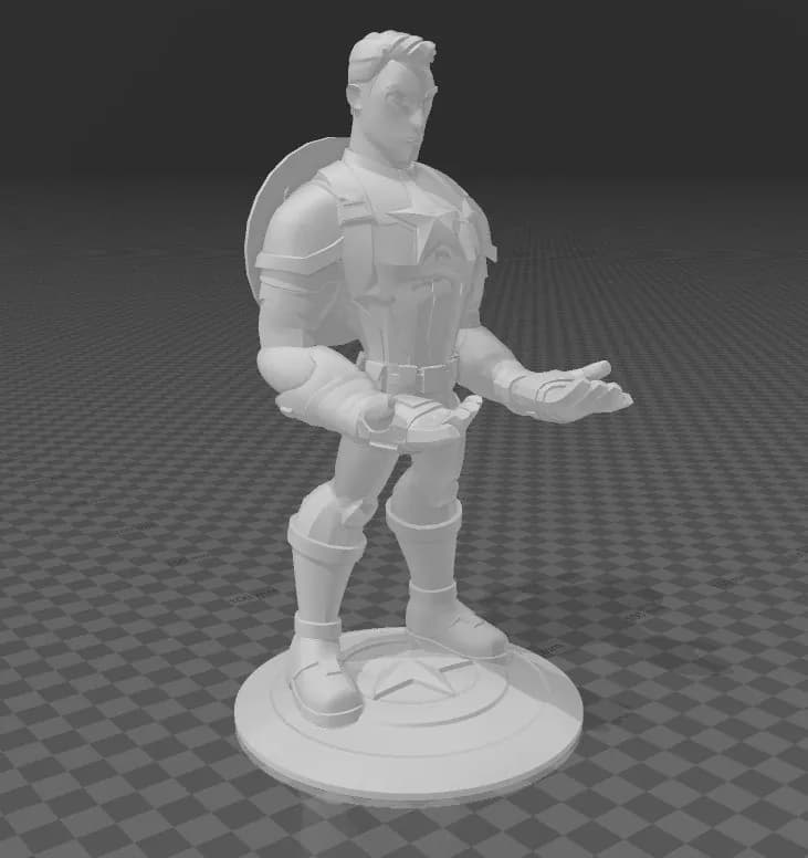 STL - Figura de Capitán América estilo cartoon render 1