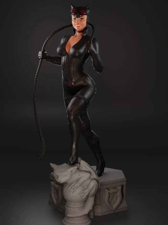 STL - Figura de Catwoman con látigo render 5