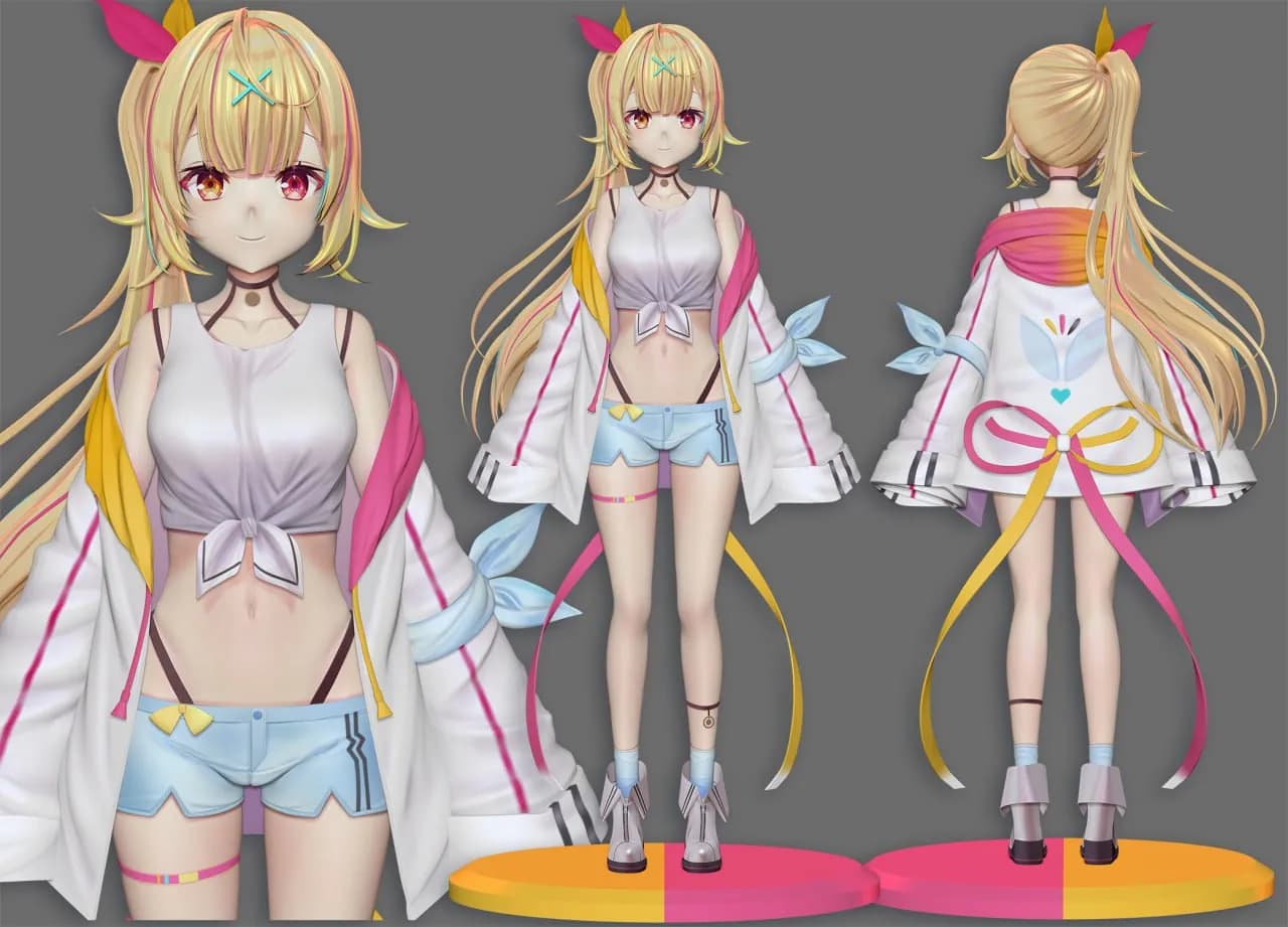 STL - figura de chica anime Hoshikawa Sara render 2