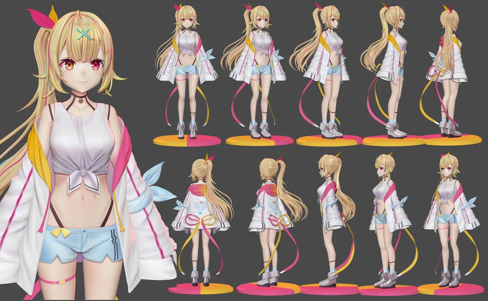 STL - figura de chica anime Hoshikawa Sara render 4