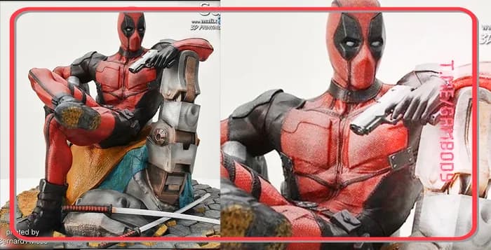 STL - Figura de Deadpool con Armas render 2