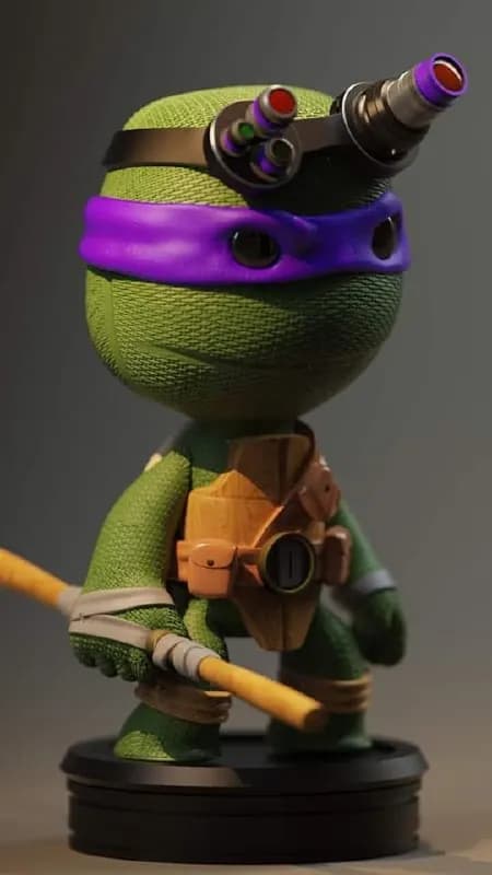 STL - Figura de Donatello estilo Bobblehead render 1
