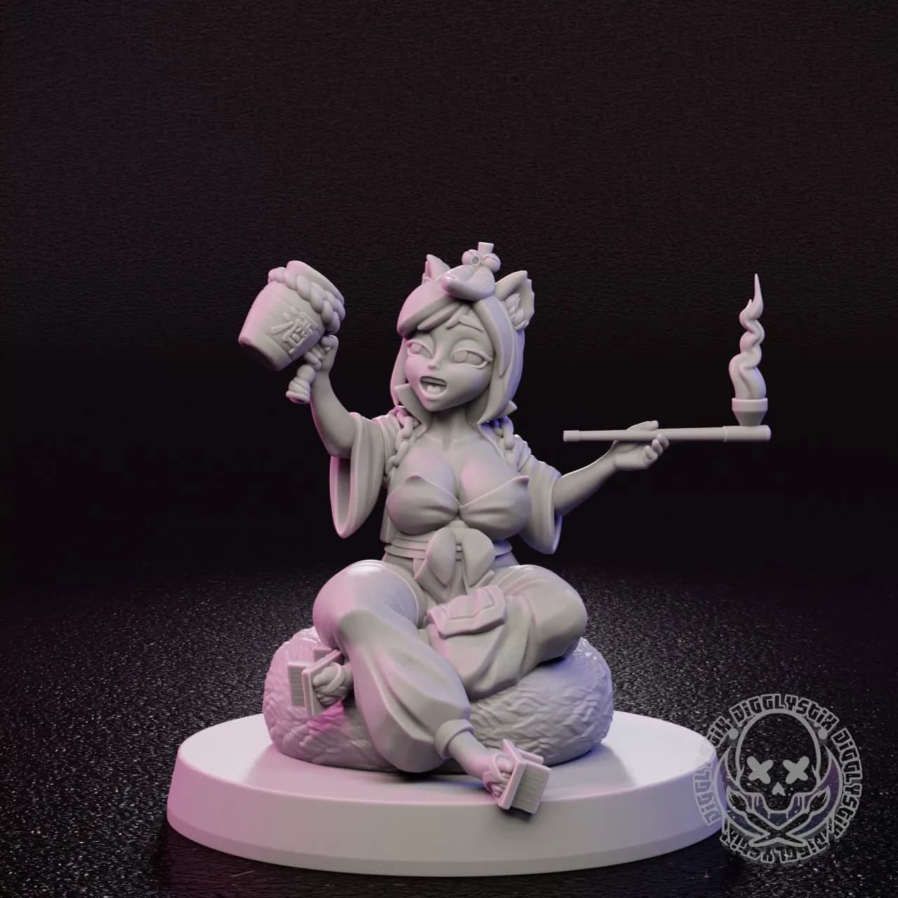 STL - Drunk Elven Maid Figure