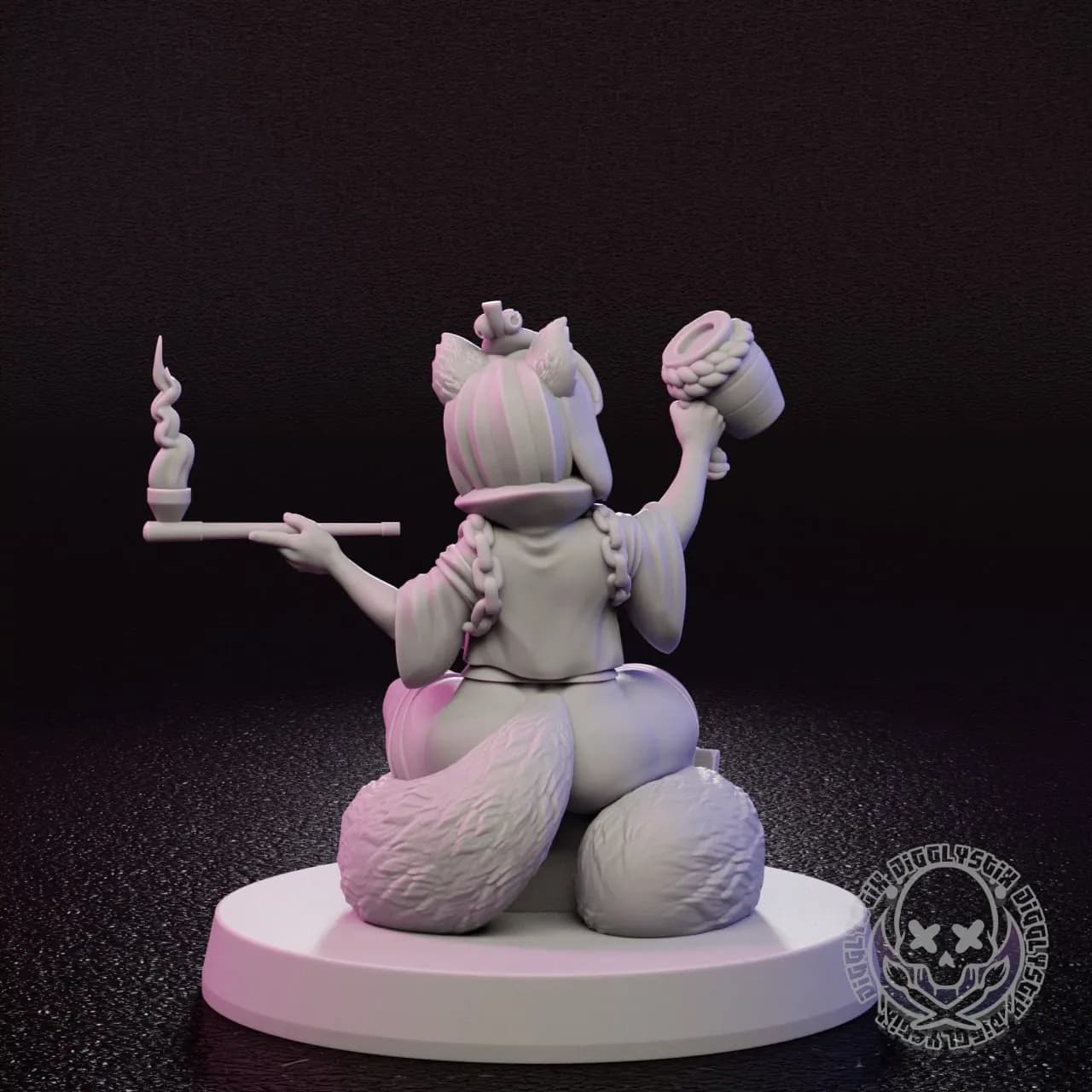 STL - Figura de Doncella Elfa Bebiendo y Fumando render 3