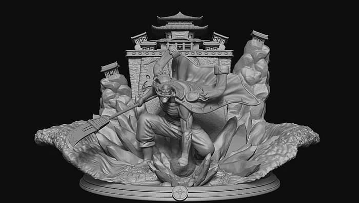 STL - Figura de Edward Newgate "Barbanegra" en Marineford render 2