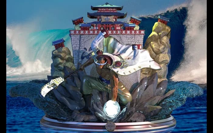 STL - Figura de Edward Newgate "Barbanegra" en Marineford render 3