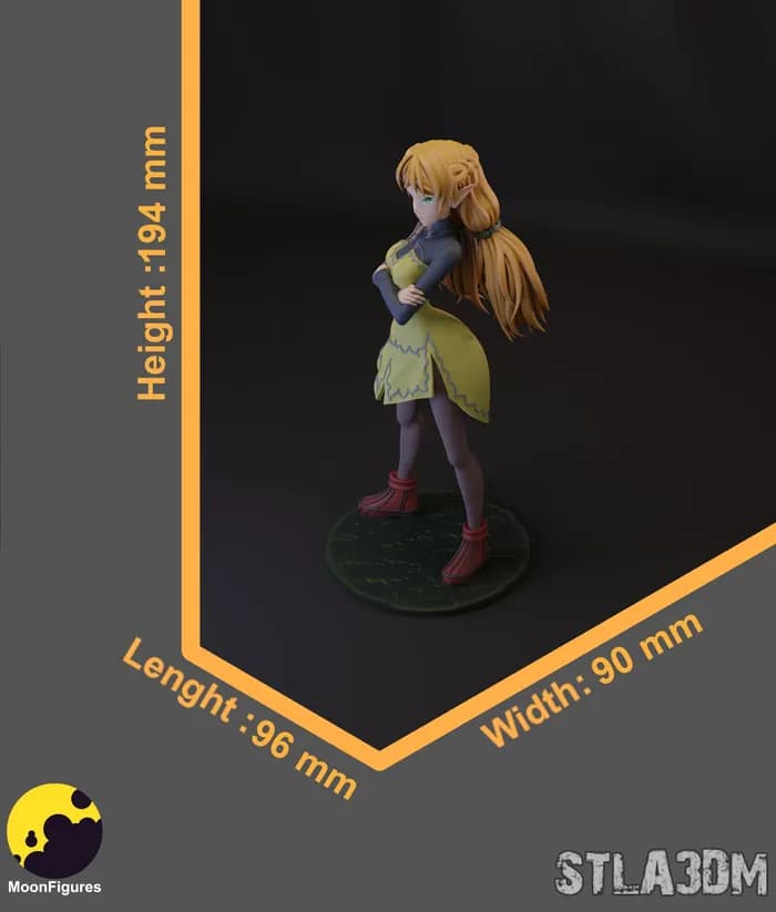 STL - Figura de Elfa con Vestido Amarillo render 2