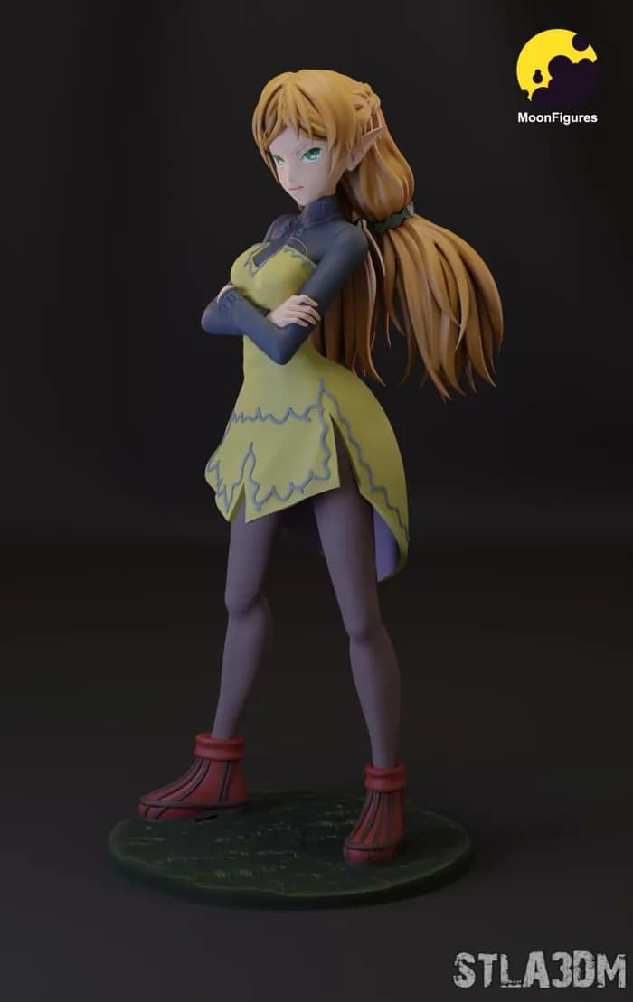 STL - Figura de Elfa con Vestido Amarillo render 5