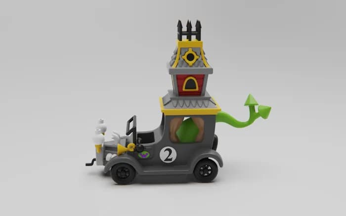 STL - Figura de Elvira y el coche "Gruesome Twosome" de Wacky Races render 4
