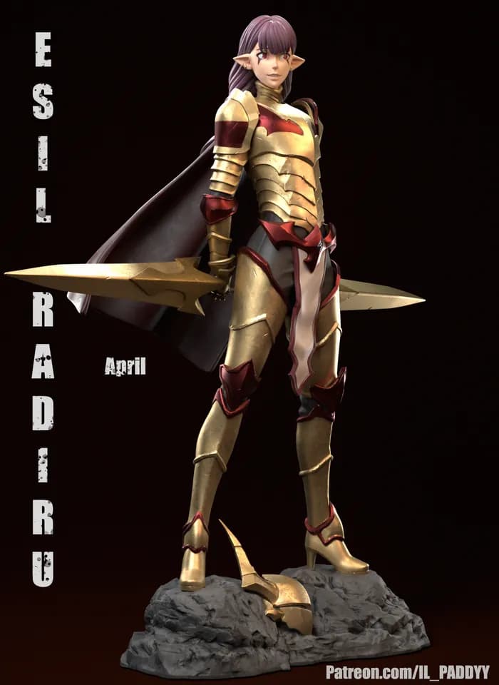 STL - Figura de Esil Radiru de Solo Leveling render 2