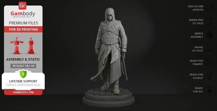 STL - Figura de Ezio Auditore de Assassin's Creed render 1