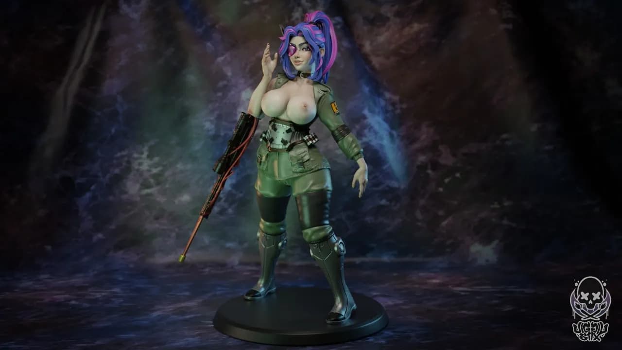 STL - female sniper anime style figure