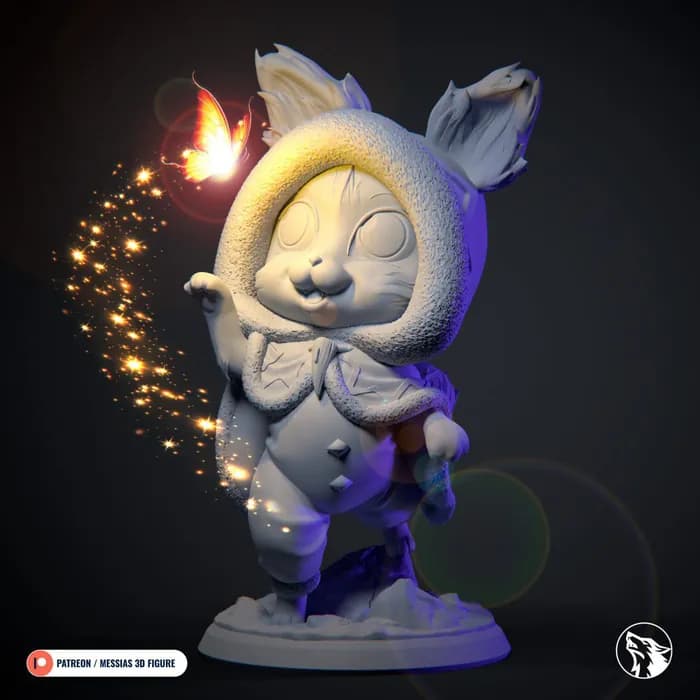 STL - Figura de Gato con Capucha render 2