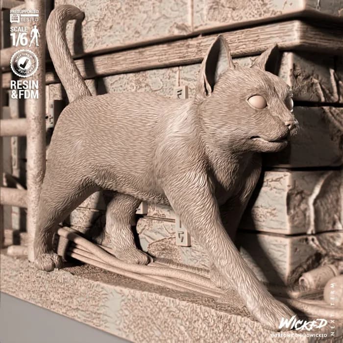 STL - Figura de gato escalando render 3
