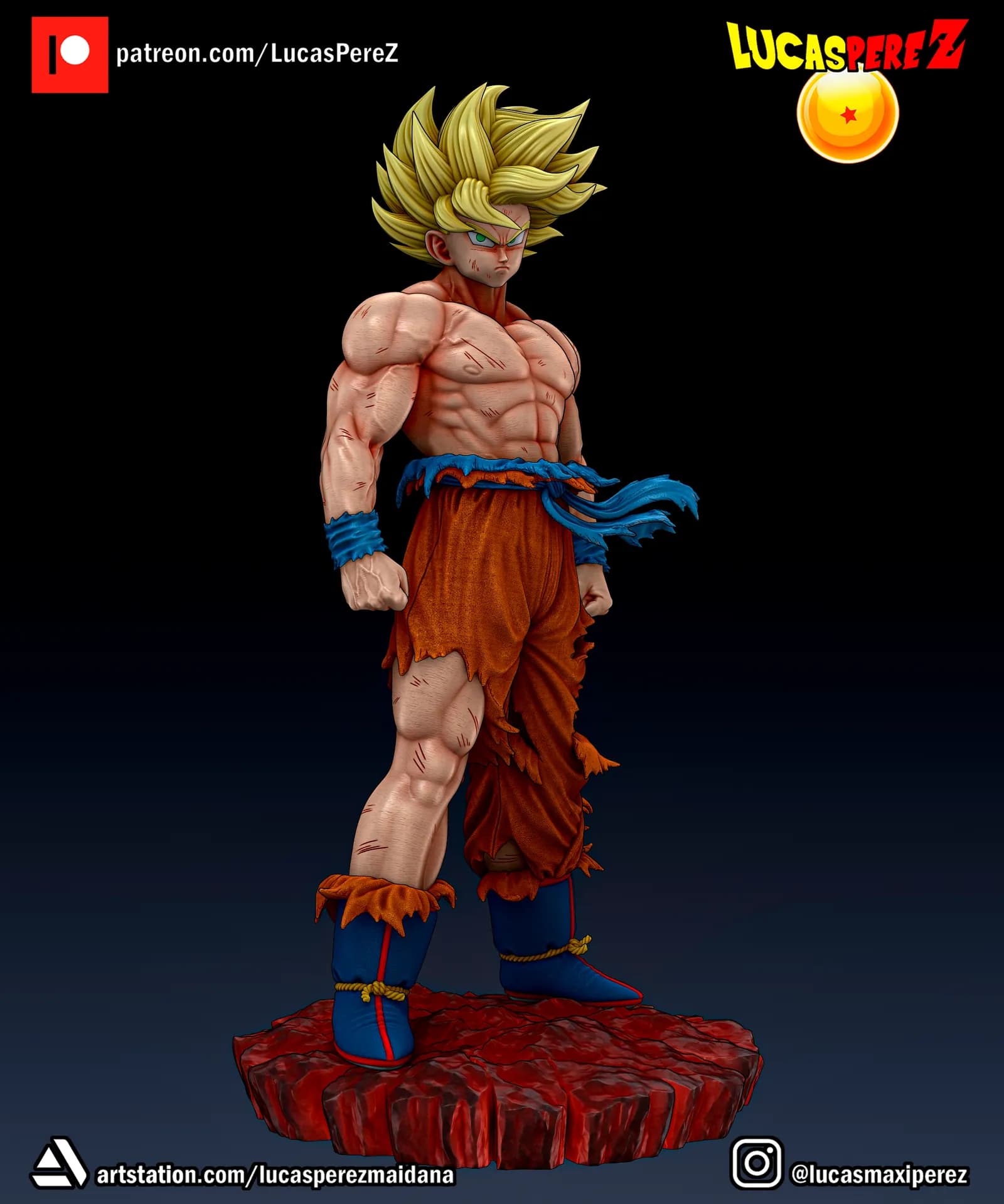 STL - Figura de Goku en Namek render 4