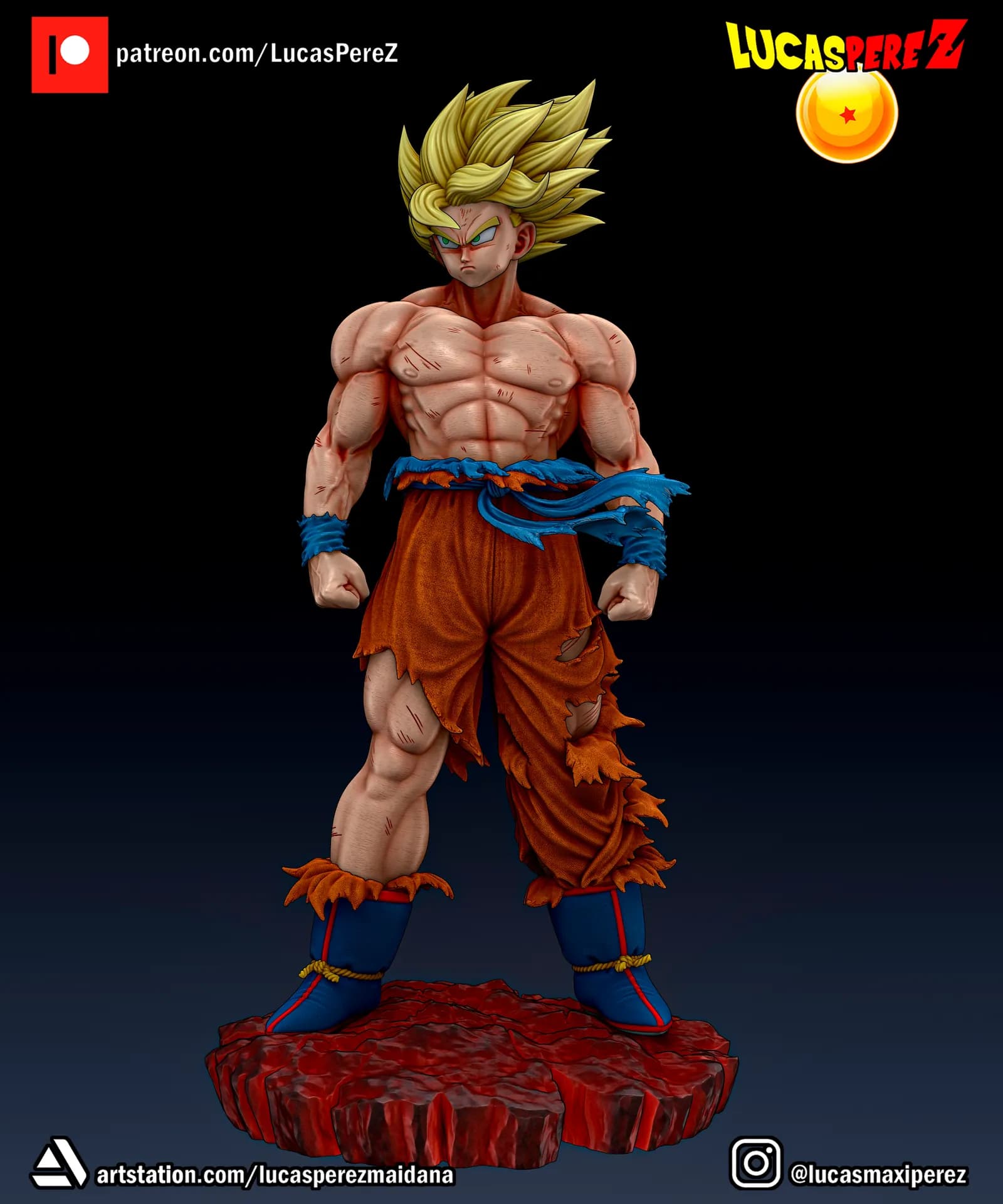 STL - Figura de Goku en Namek render 5