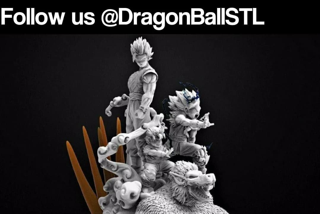 STL - Figura de Goku, Gohan y Great Ape Baby render 1