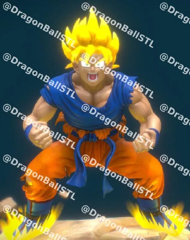 STL - Figura de Goku Super Saiyan 4 render 1
