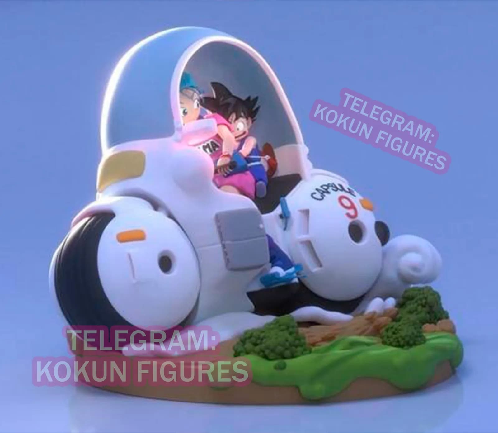 STL - Figura de Goku y Bulma en cápsula render 2