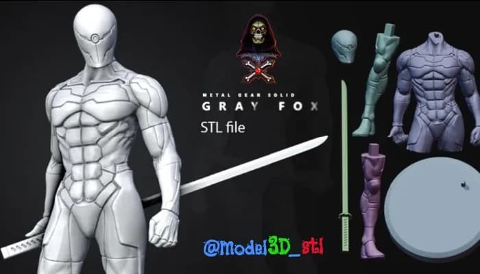 STL - Figura de Gray Fox de Metal Gear Solid render 1