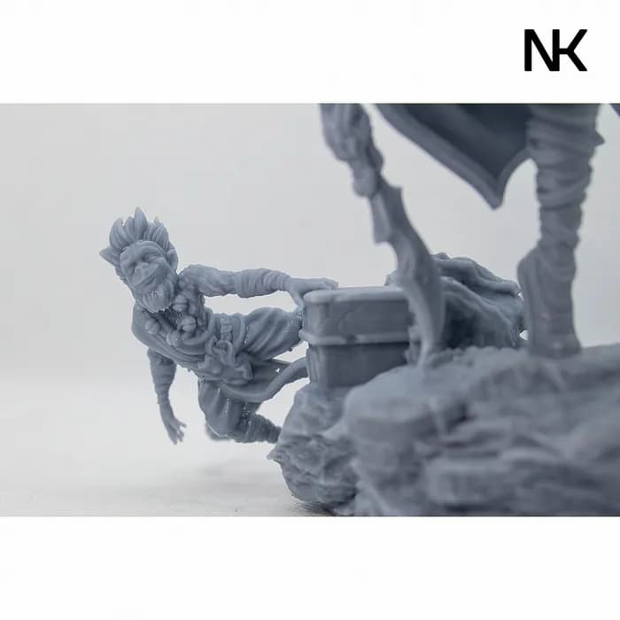STL - Figura de Guerrera Samurái con Sombrero Cónico render 3