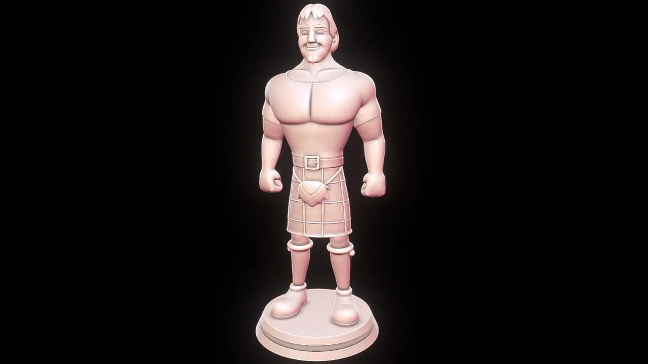 STL - Figura de guerrero escocés estilo cartoon render 1
