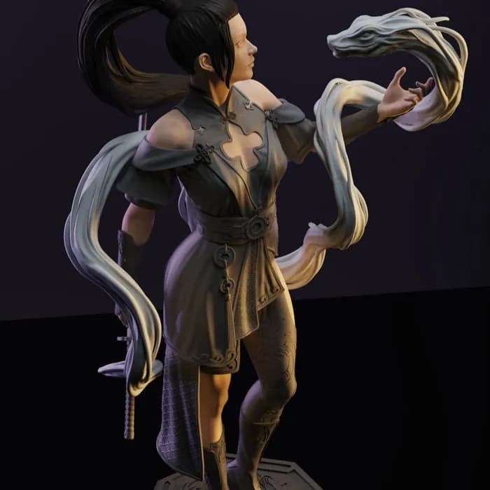 STL - Figura de Guerrero Samurai con Kimono render 2