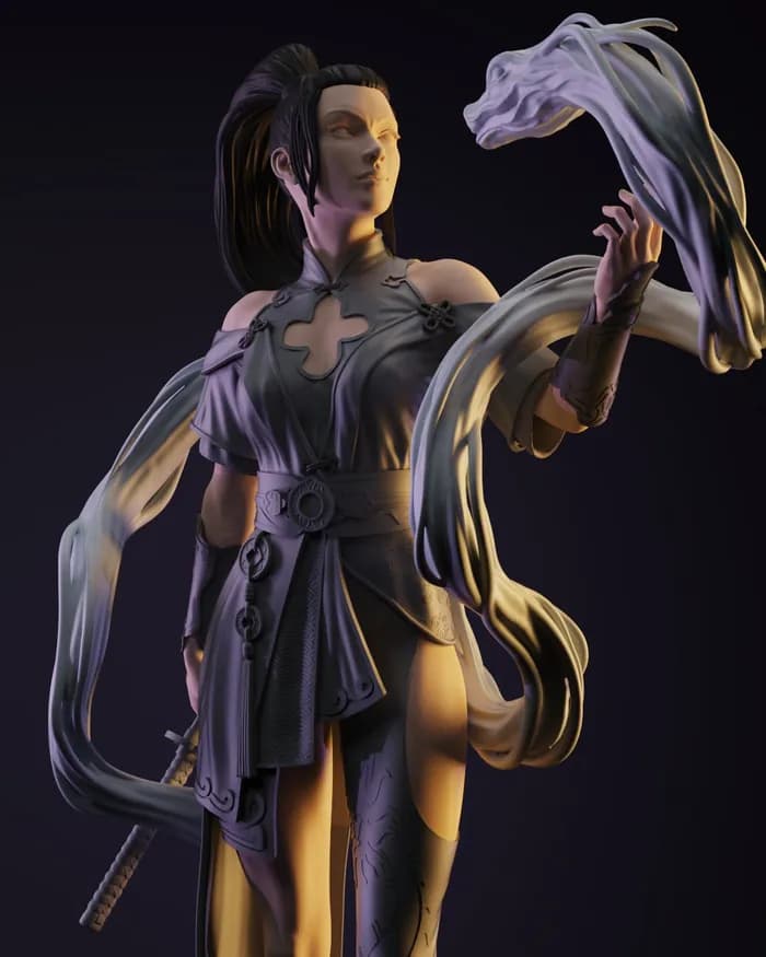 STL - Figura de Guerrero Samurai con Kimono