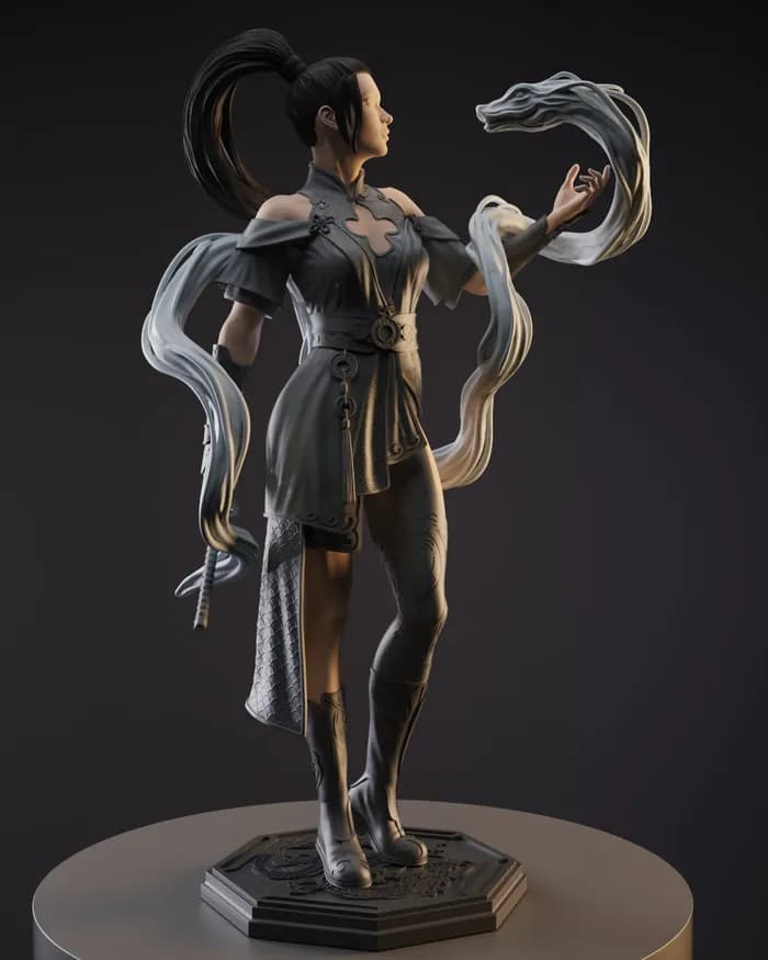 STL - Figura de Guerrero Samurai con Kimono render 4