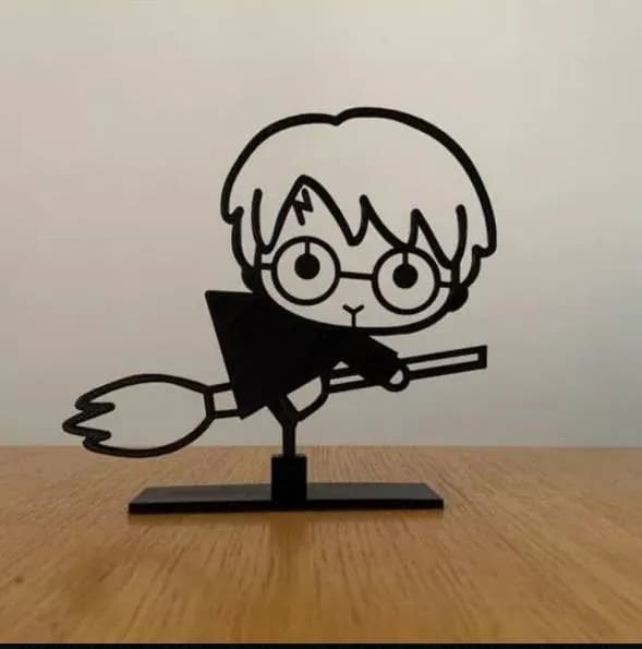 STL - Figura de Harry Potter volando en escoba render 1