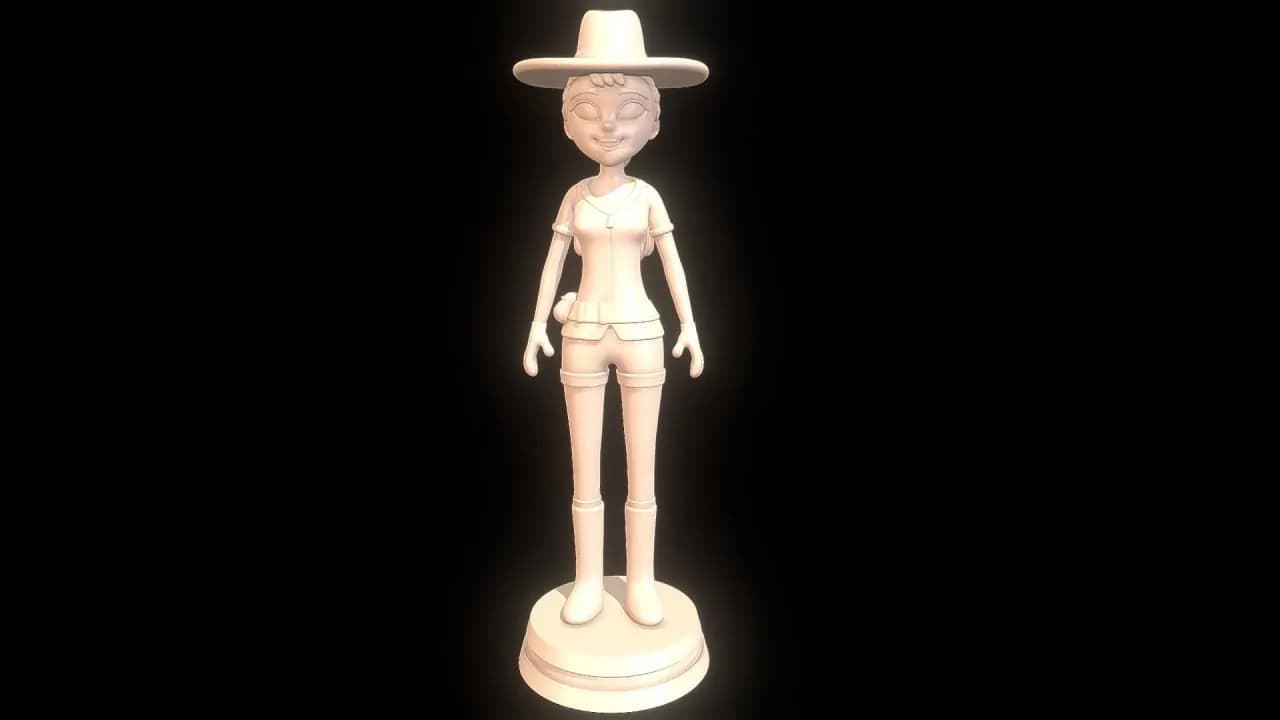 STL - Figura de inspectora en estilo cartoon render 1