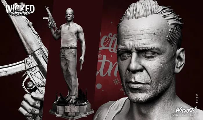 STL - Figura de John McClane de Duro de Matar render 1