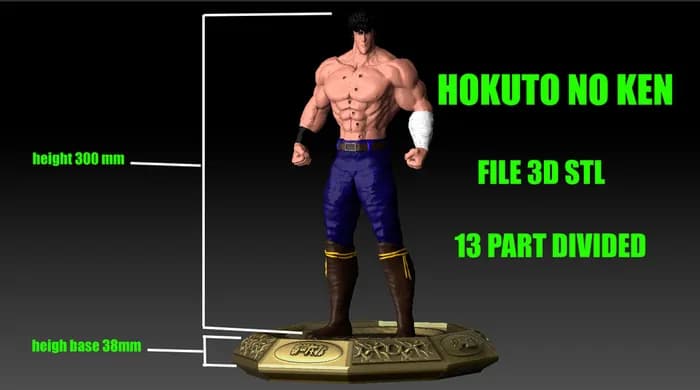 STL - Figura de Kenshiro de El Puño de la Estrella del Norte render 2