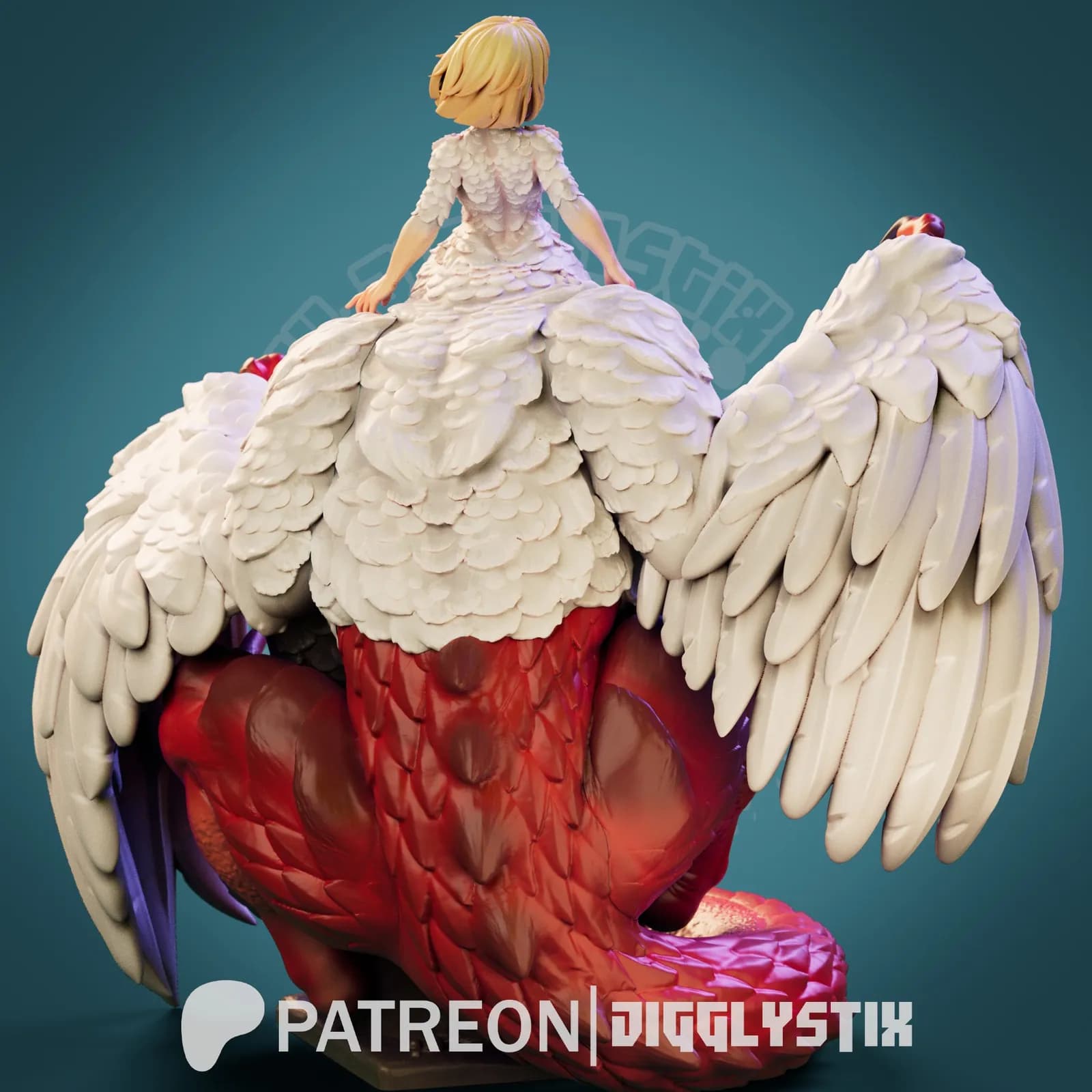 STL - Figura de Lamia con alas de ave y cuerpo de dragón render 3