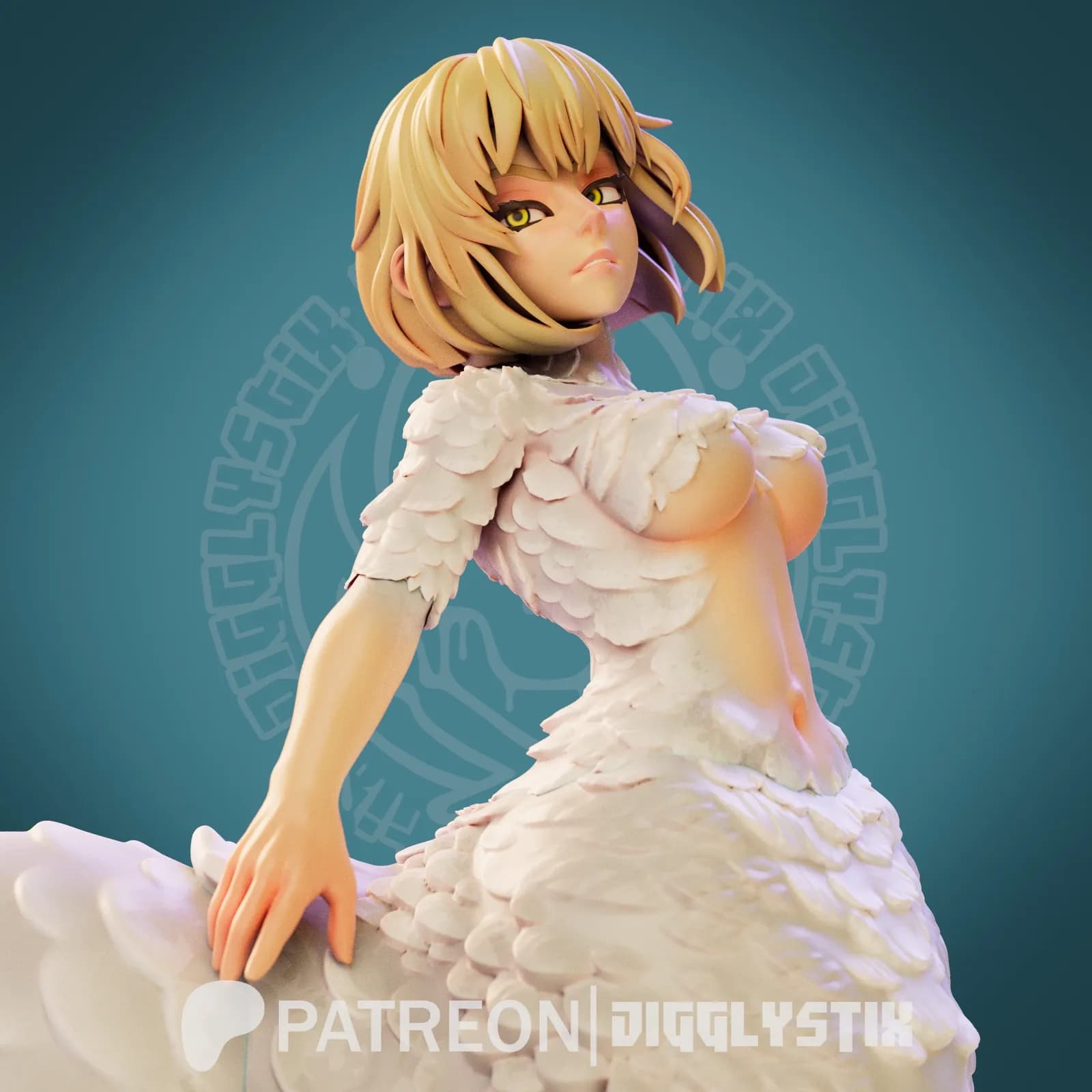 STL - Figura de Lamia con alas de ave y cuerpo de dragón render 5