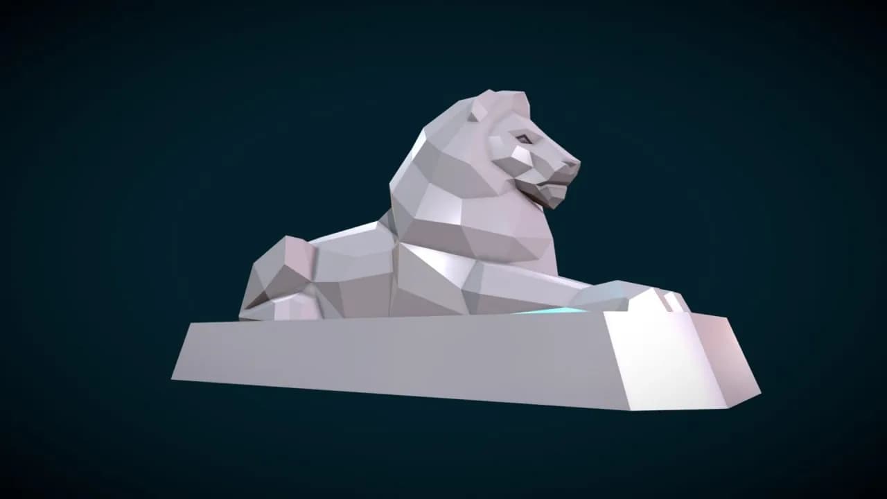 STL - Figura de león estilizado low poly render 1