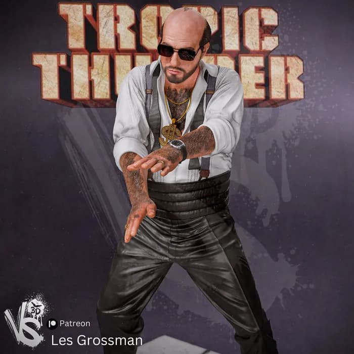 STL - Figura de Les Grossman de Tropic Thunder render 4
