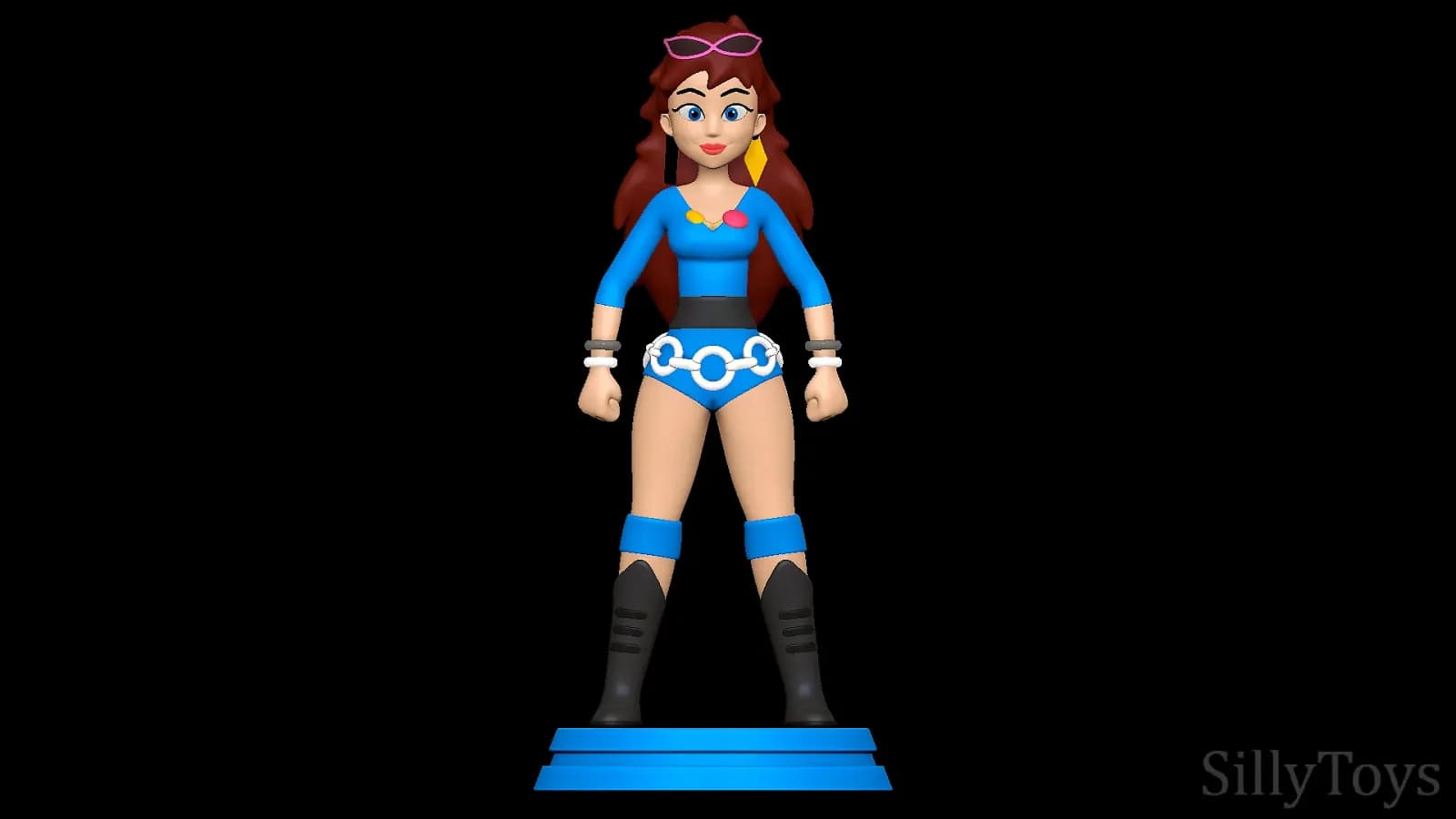 STL - Figura de luchadora de wrestling retro render 2