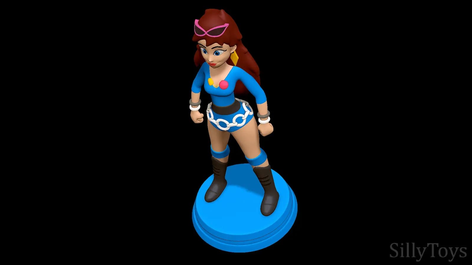 STL - Figura de luchadora de wrestling retro render 5