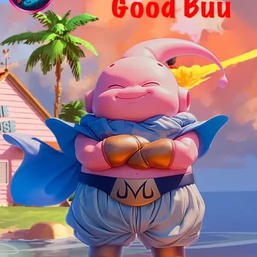 STL - Figura de Majin Buu Sonriente render 1
