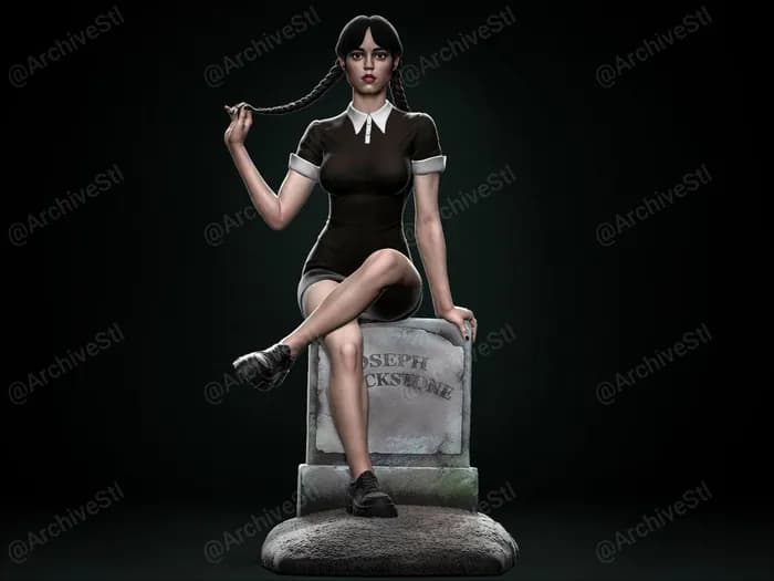 STL - Figura de Miércoles Addams estilo gótico