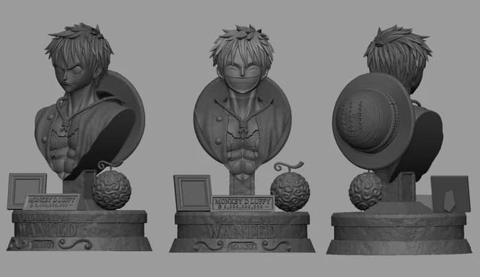 STL - Figura de Monkey D. Luffy "Wanted" render 2