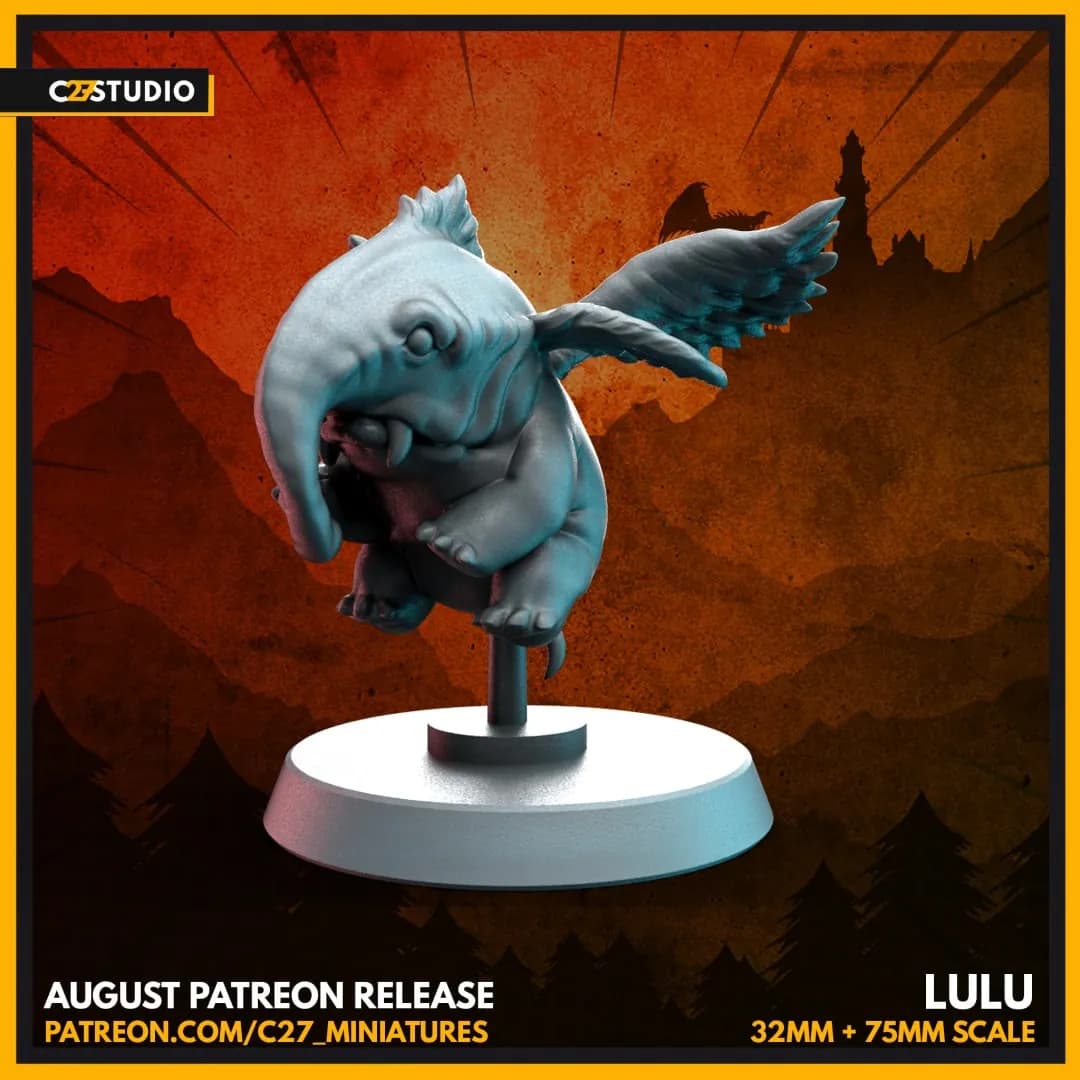 STL - Figura de monstruo alado con colmillos render 1