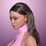 STL - Figura de mujer con cabello largo y suéter rosa render 2