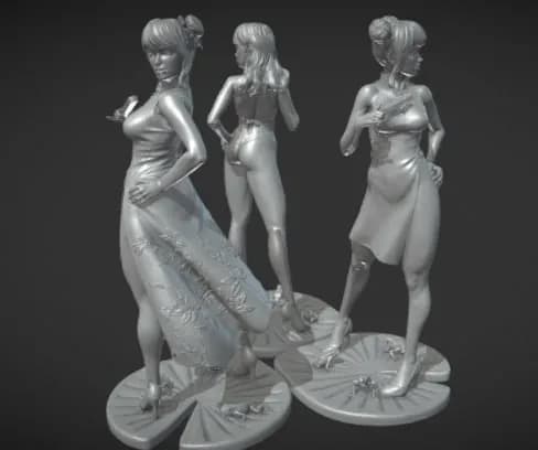 STL - Figura de mujer con vestido oriental render 1