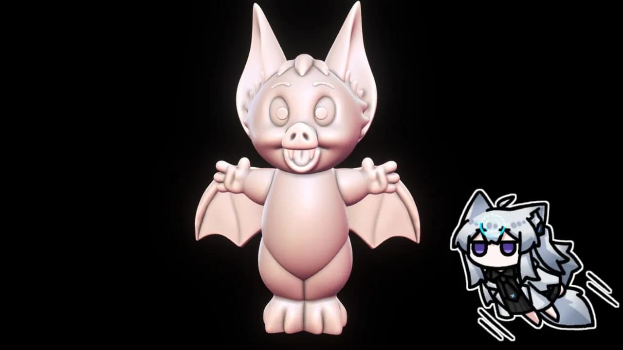 STL - Figura de murciélago de dibujos animados render 1