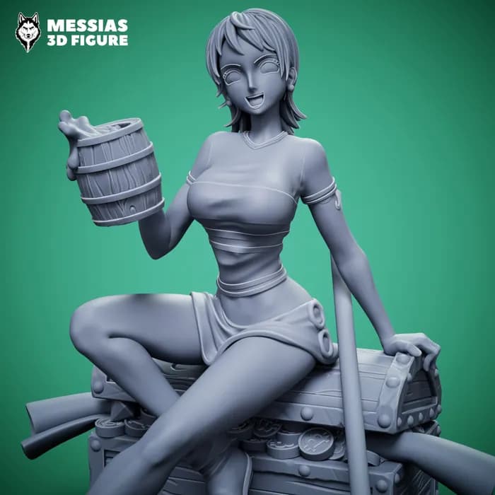 STL - Figura de Nami en Cofre del Tesoro render 2
