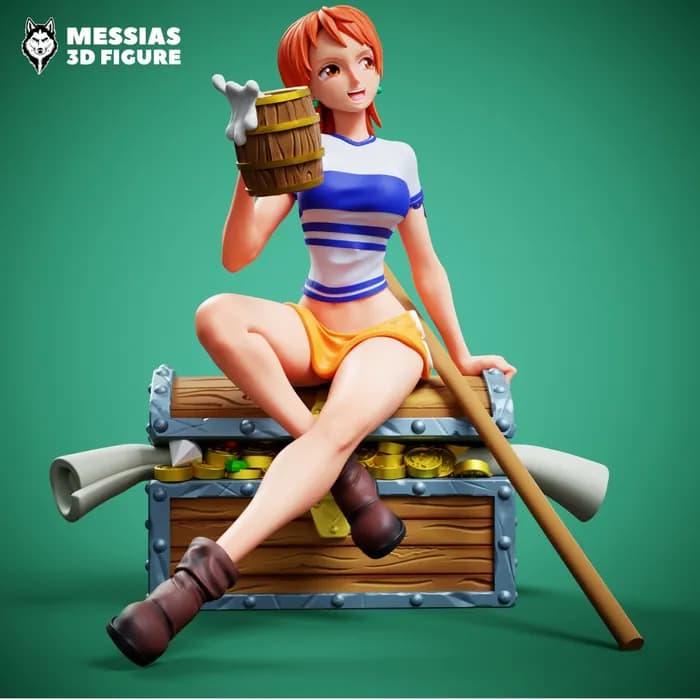 STL - Figura de Nami en Cofre del Tesoro render 3