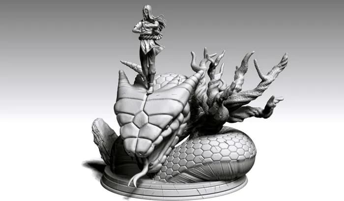 STL - Figura de Orochimaru con serpiente 2 render 1